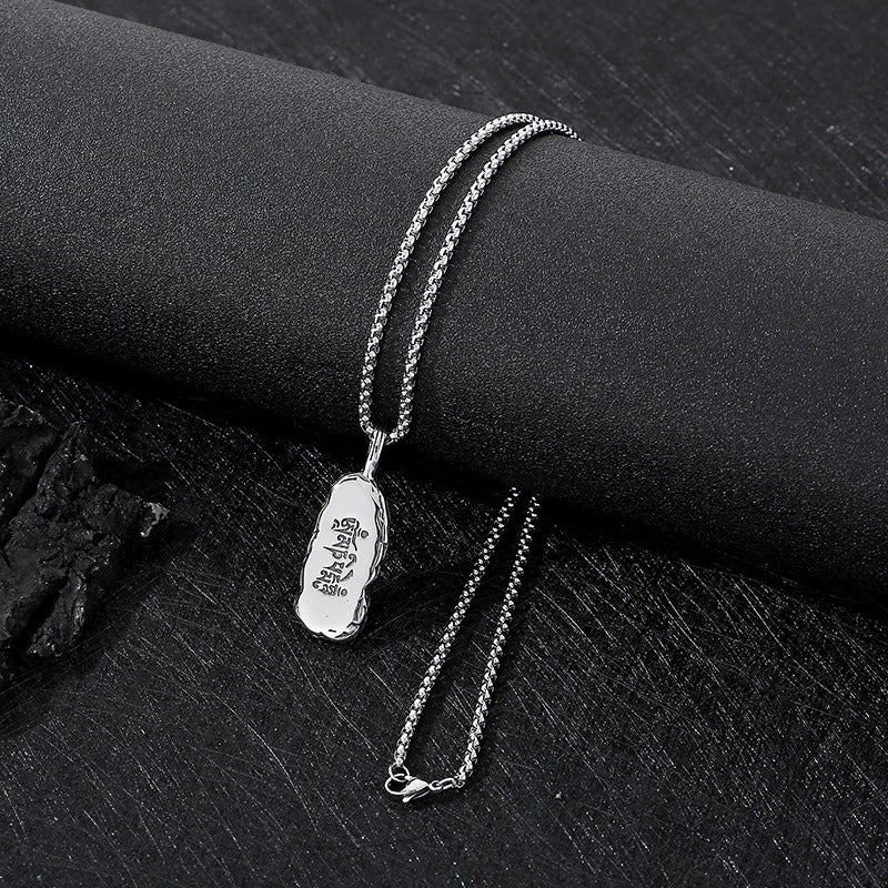 Kemstone Titanium Steel Men’s Pendant Necklace – Gothic Carved Motifs KP94612