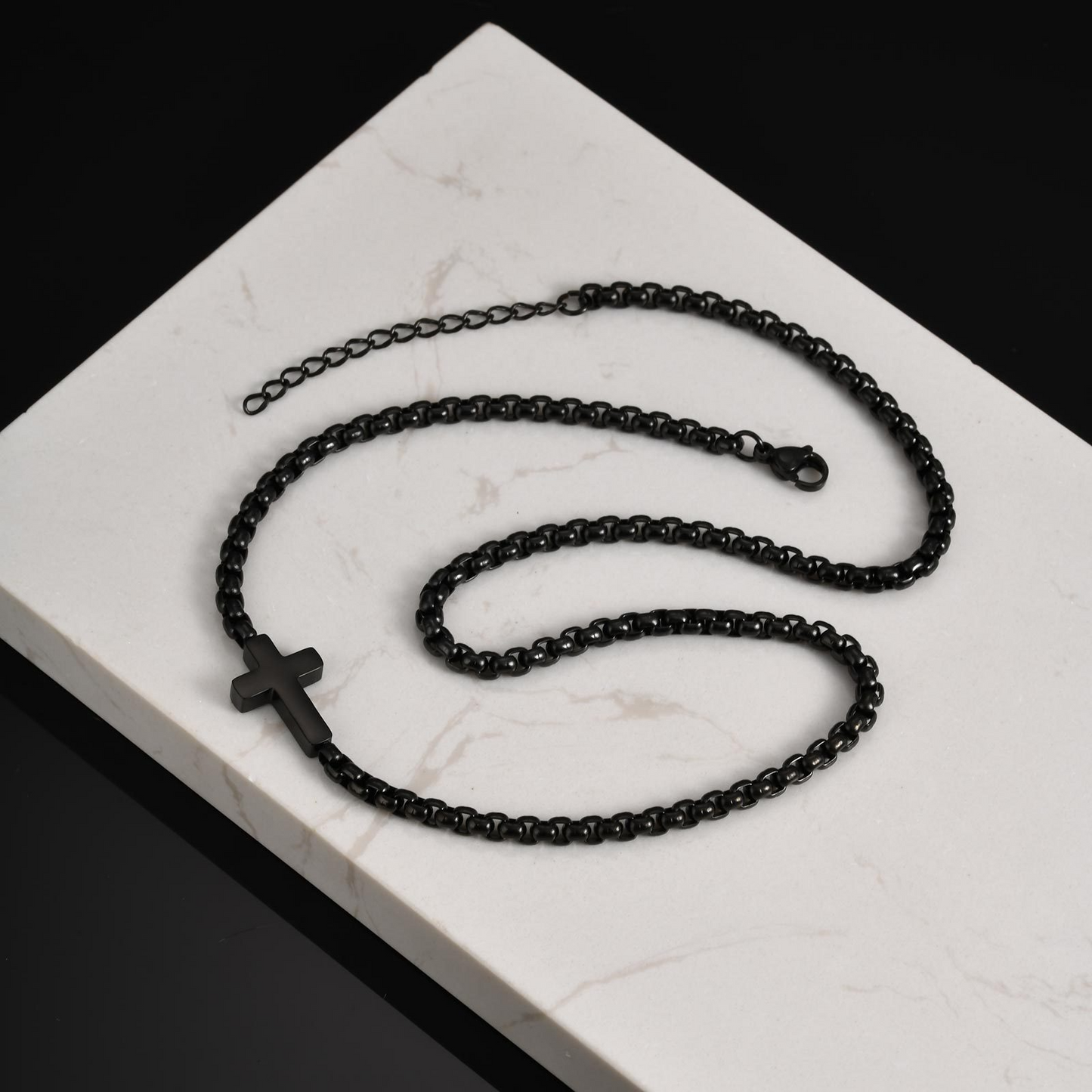 Kemstone Men’s Stainless Steel Cross Pendant Necklace Side Hanging NC-1892