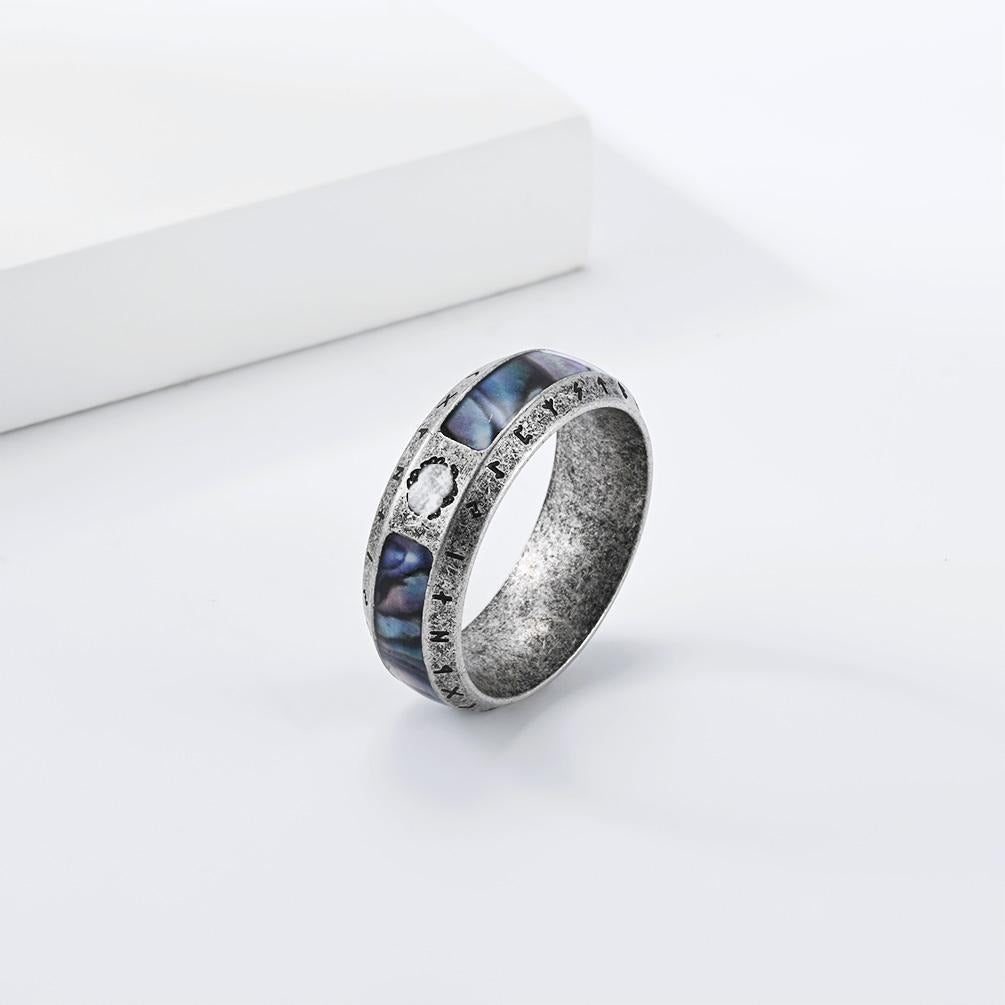 Kemstone Viking Rune Ring for Men Stainless Steel Tree of Life Engraved Band K-R1211