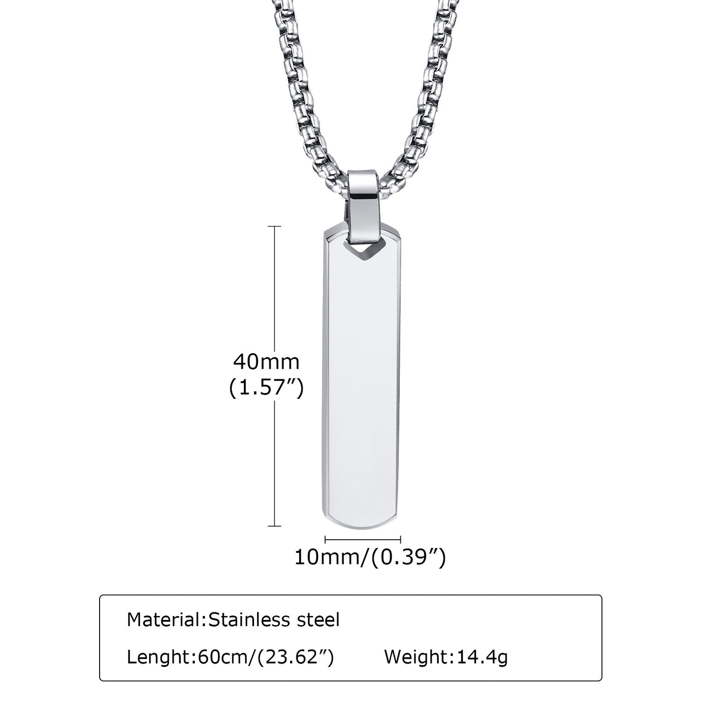 Collar con colgante de barra geométrica minimalista de acero inoxidable personalizable Kemstone - Joyería unisex personalizada para uso diario y regalos PN-1676