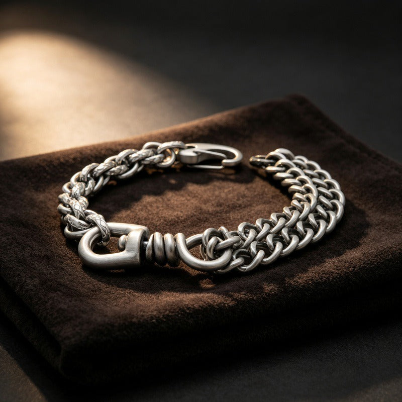 Kemstone Mixed Cuban Link Bracelet for Men Titanium Steel KB146302-KLHQ