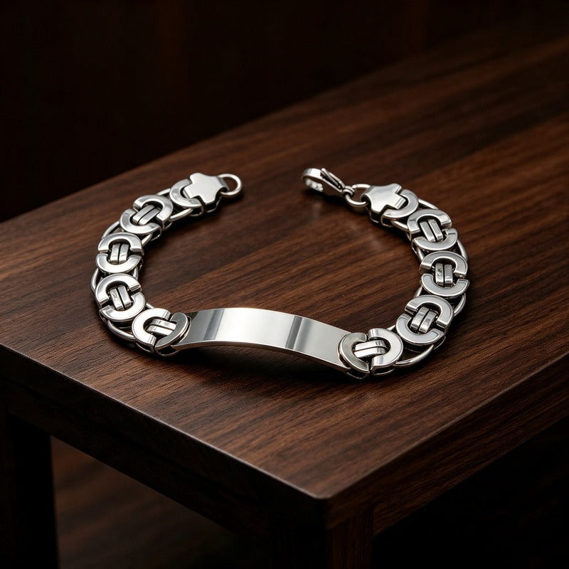 Kemstone Titanium Steel ID Bracelet for Men Curved Plate KB215057-JG