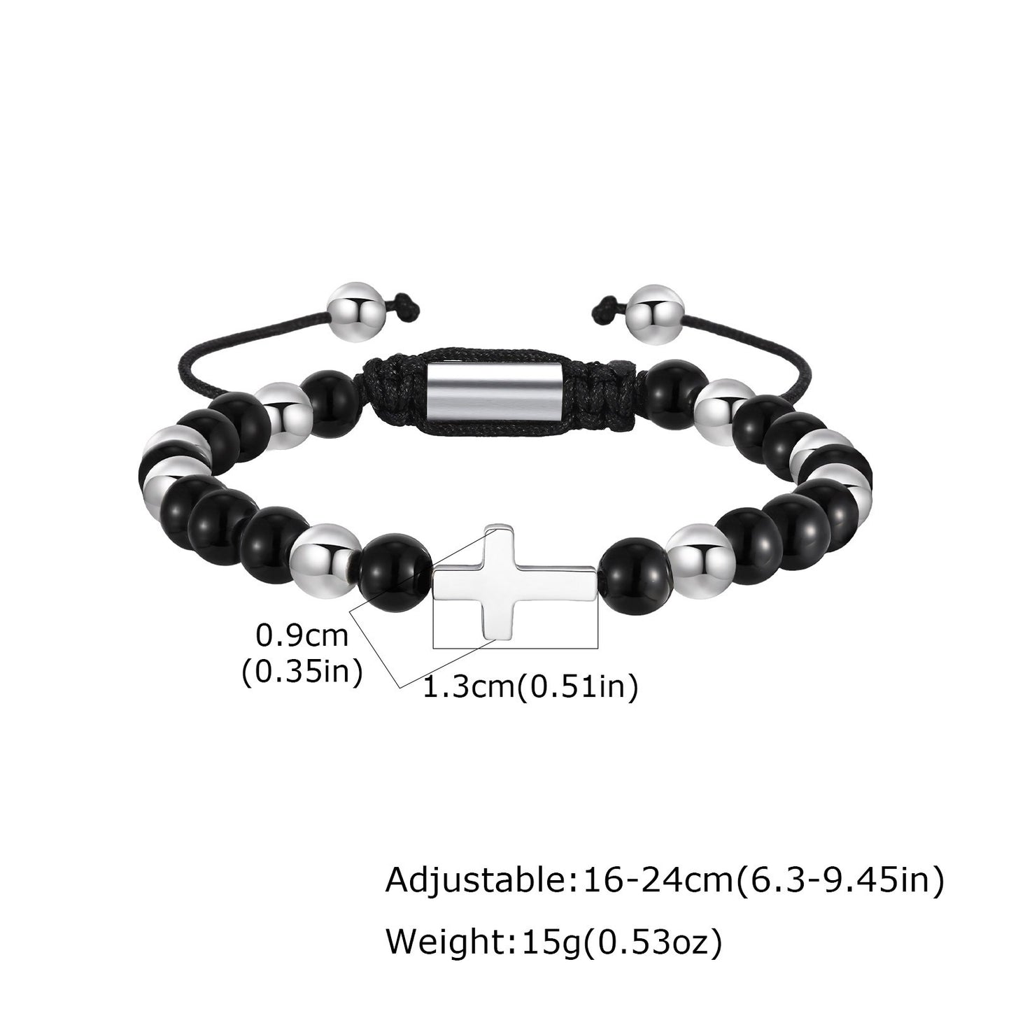 Kemstone Stainless Steel Engraved Coin Beaded Bracelet for Men – Natural Stone Adjustable BR-2354