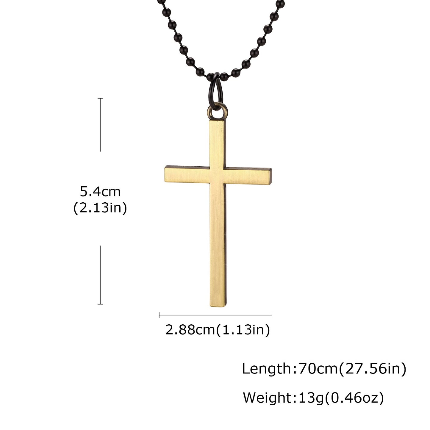 Kemston Cross Pendant Necklace for Men Alloy Long Chain Hip Hop Style NC-3028