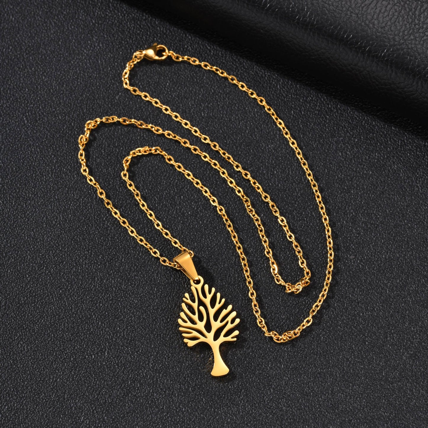 Kemston Stainless Steel Tree Of Life Pendant Necklace for Men Women Minimal Nature Design PN-2357