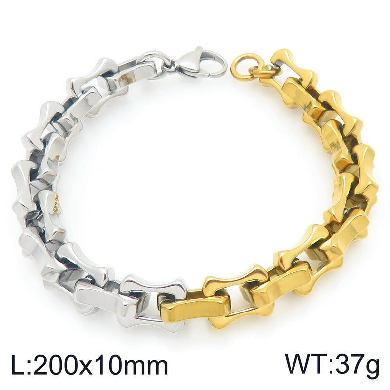 Kemstone Men’s Two-Tone Titanium Steel Bamboo Chain – 10/11/12mm KB207211-Z