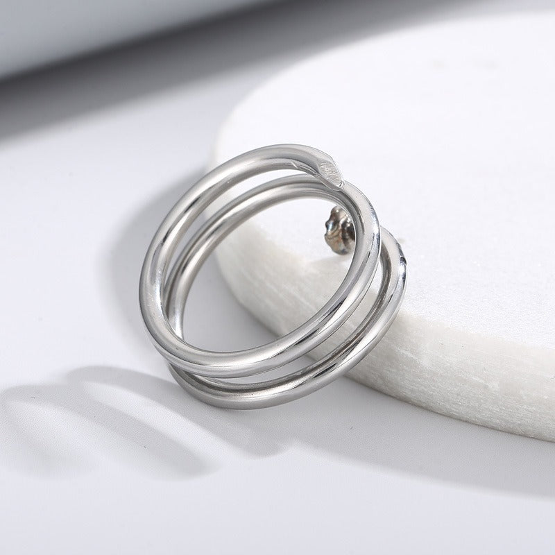 Anillo de resorte Kemstone para hombre - Anillo de acero inoxidable pulido con diseño de uñas, regalo KR104535