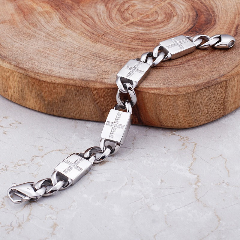Kemstone Cross Link Bracelet for Men Titanium Steel Chunky Chain KB102750-BD