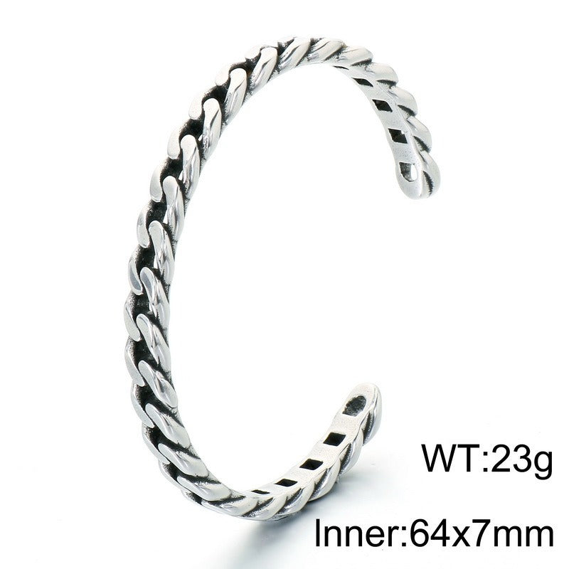 Kemstone Titanium Steel Twisted Cuff Bracelet for Men Vintage Open Design KB214264-LU
