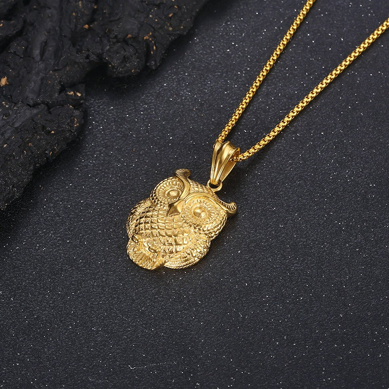 Kemstone Titanium Steel Owl Pendant Necklace for Men  KP119294-KJX