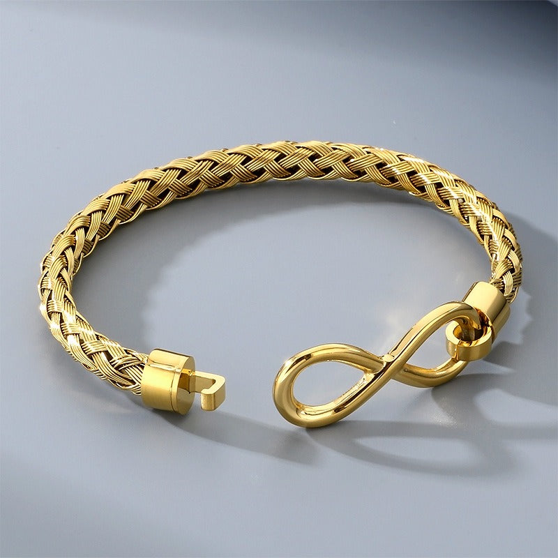 Kemstone Infinity Bracelet for Men Titanium Steel Braided Chain Gold Silver KB212143-KFC
