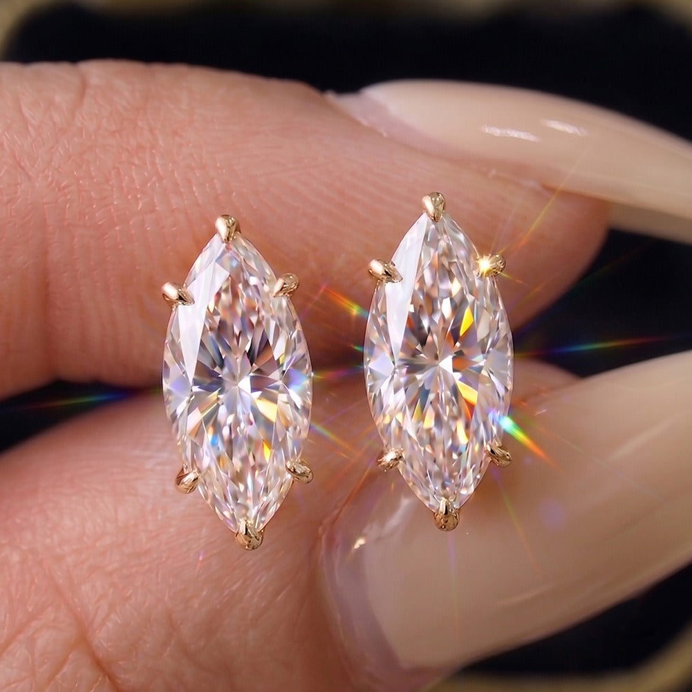 Kemston Marquise Moissanite Stud Earrings for Women 925 Sterling Silver SMOE24