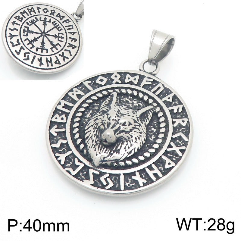 Kemstone Titanium Steel Viking Rune Disc Pendant Necklace for Men KP117021-LU
