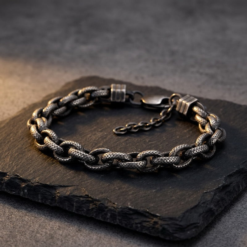 Kemstone Textured Braided Chain Bracelet for Men Titanium Steel Twisted Link KB214674-KFC