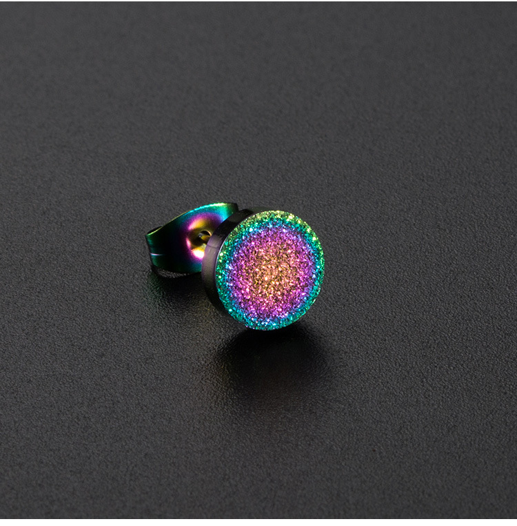 Kemstone Sand Textured Stud Earrings for Men & Women Stainless Steel Round Finish K-E012