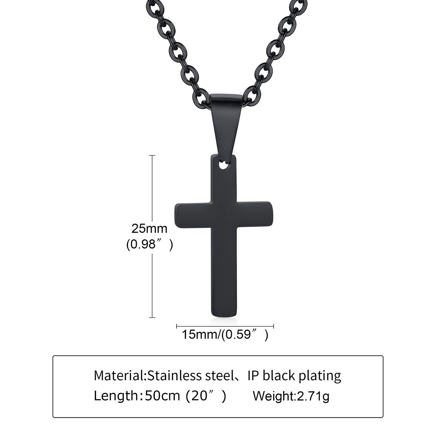 Kemstone Stainless Steel Cross Necklace for Men & Women – Gold, Silver, Black PN-1479