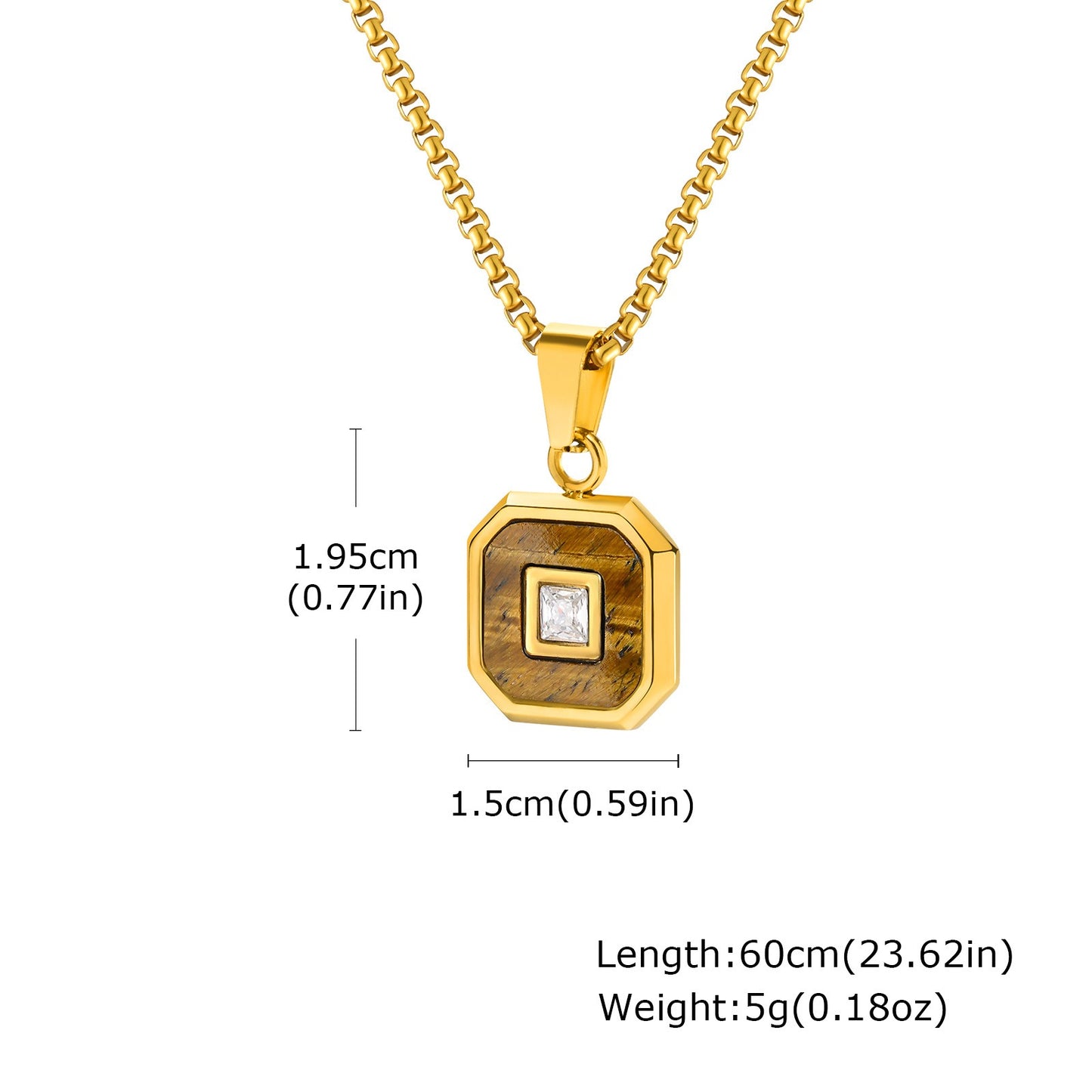 Kemstone Men’s Stainless Steel Lapis Lazuli Cubic Zirconia Pendant Necklace – Gold Silver Black PN-2074