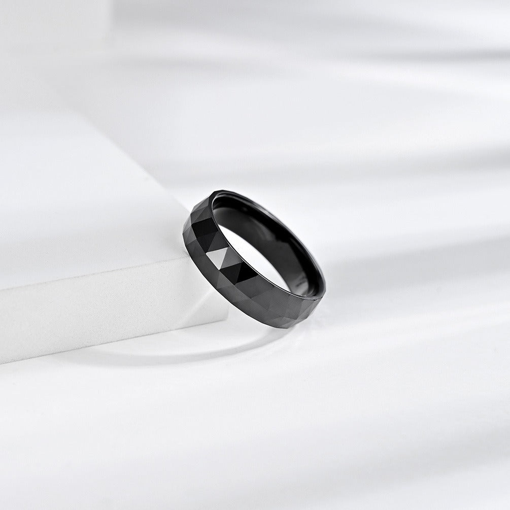 Kemstone Ceramic Ring – Faceted Geometric Design Jewelry for Men & Women K-R448