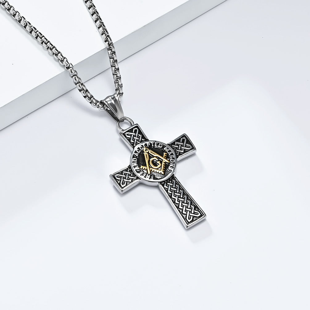 Kemstone Celtic Knot Cross Necklace for Men Stainless Steel Vintage K-PT569