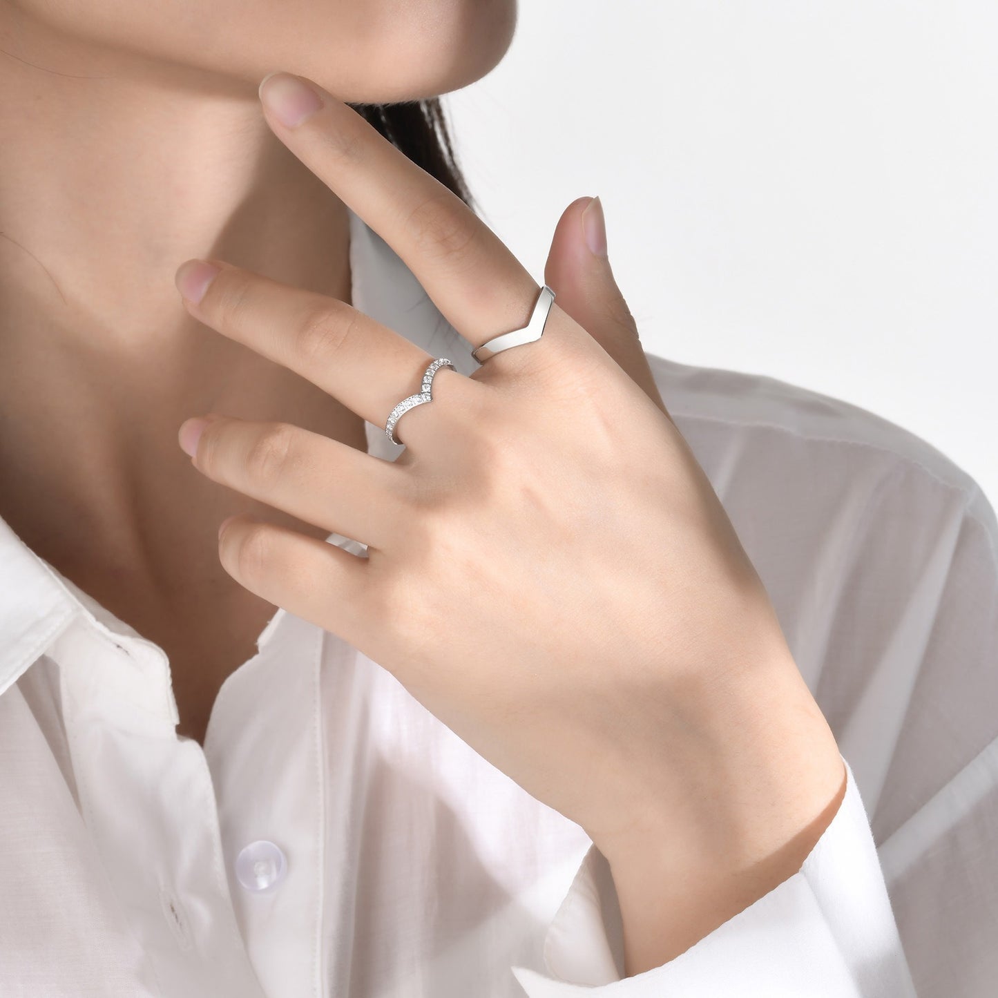 V-Edge Steel Ring – Gold-Plated Power Symbol with Zircon Grit R-665