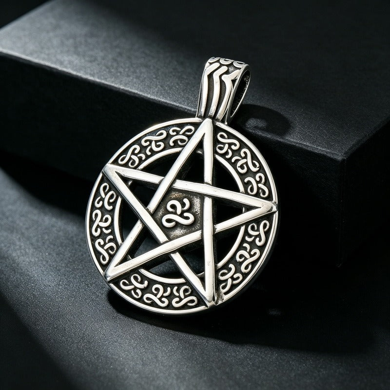 Kemstone Blue Eye Crescent Moon Pendant Necklace for Men Stainless Steel KP118498-LU