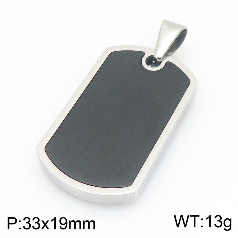 Kemstone Titanium Steel Tag Pendant Necklace – Brushed ID Plate for Men KP118330-ZLA