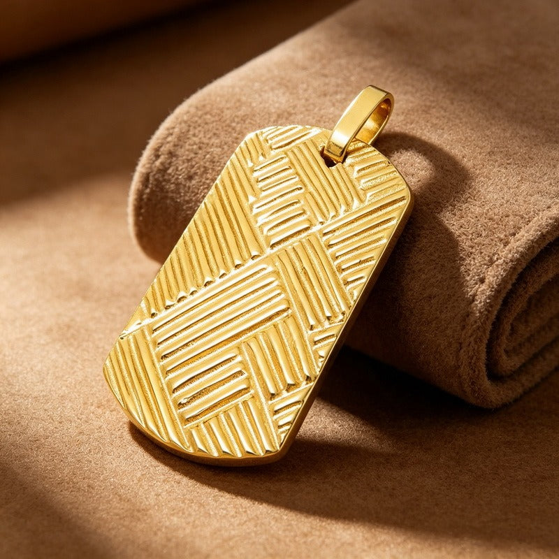 Kemston Stainless Steel Geometric Woven Pendant Necklace for Men KP118342-KJX