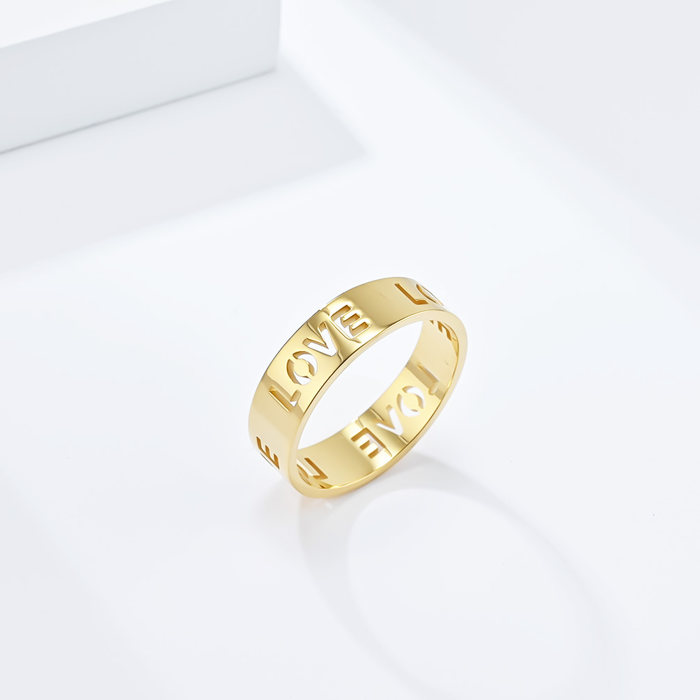 Kemstone Stainless Steel LOVE Cutout Ring for Men & Women K-R816
