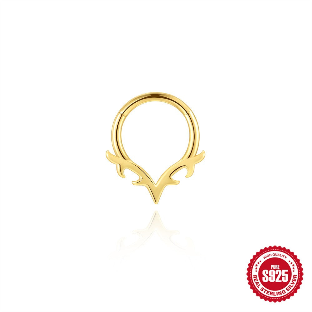 Kemstone S925 Sterling Silver Deer Antler Cartilage Hoop for Women Cubic Zirconia 60266661344C
