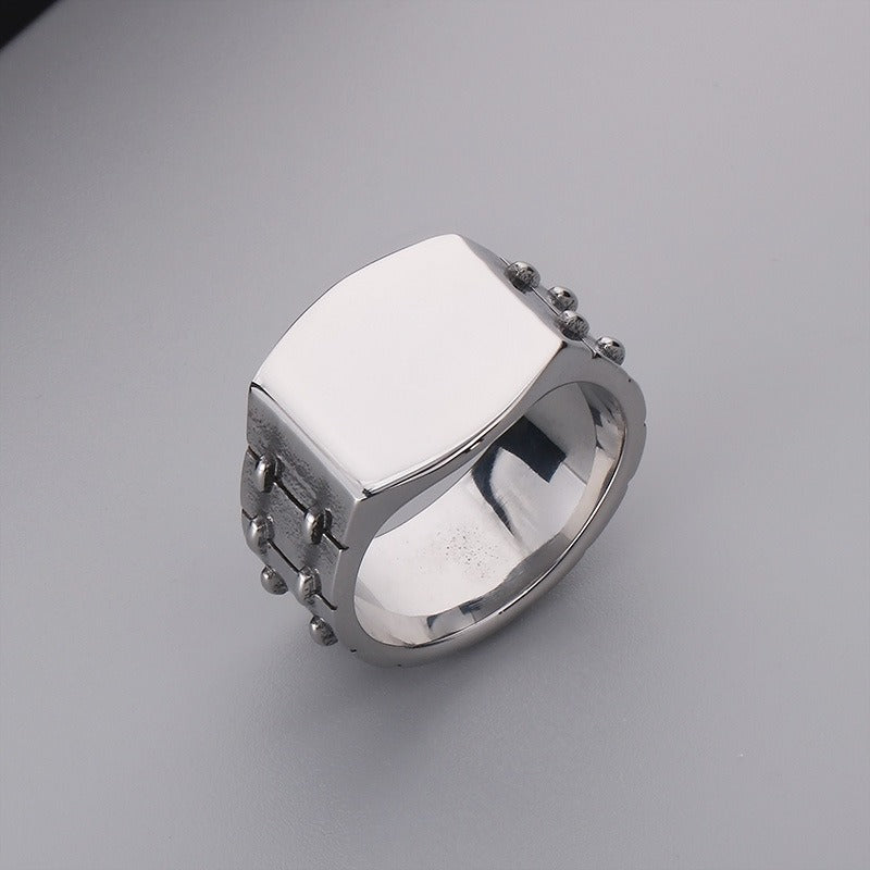 Anillo punk de acero inoxidable Kemstone para hombre - Diseño de motocicleta grabado a láser, pieza llamativa personalizable y resistente a la decoloración KR1087872-K