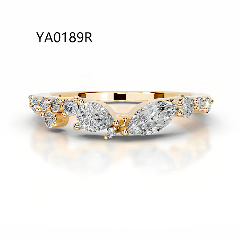 Kemstone S925 Gold D–E VVS Curved Moissanite Rings Wedding Band