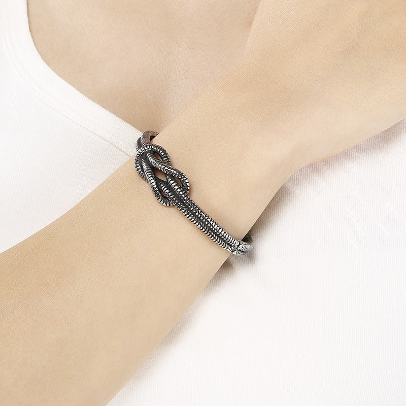 Kemstone Titanium Steel Ribbed Knot Bangle for Men KB202407-KJX