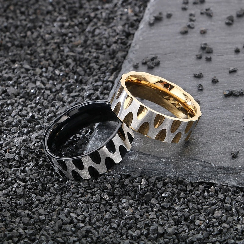 Kemstone Titanium Steel Wave Texture Ring for Men – Sand Finish KR111677-GC