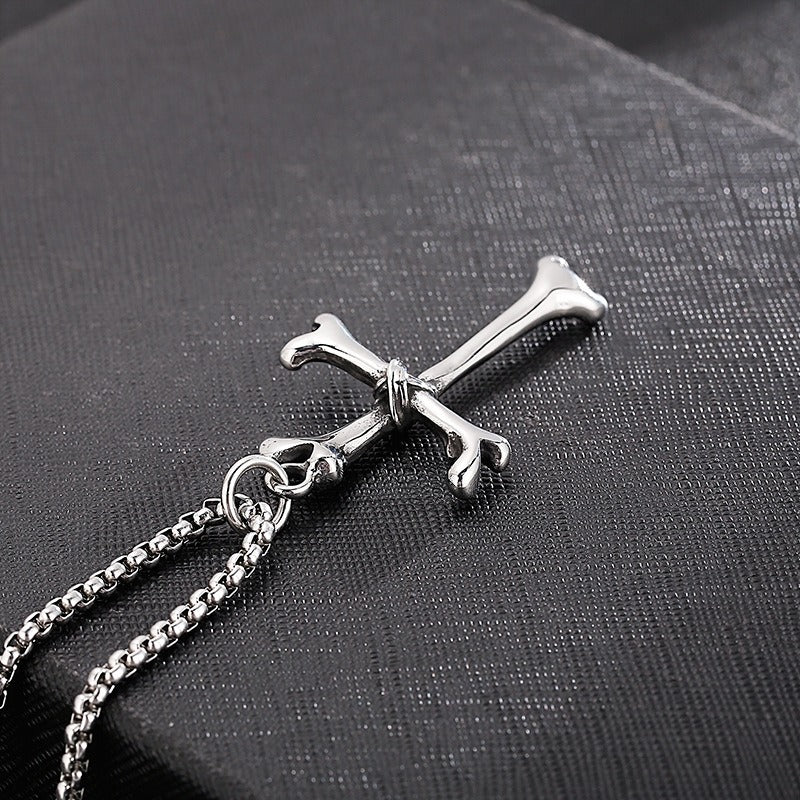 Kemstone Titanium Steel Bone Cross Necklace for Men Gothic KP97633