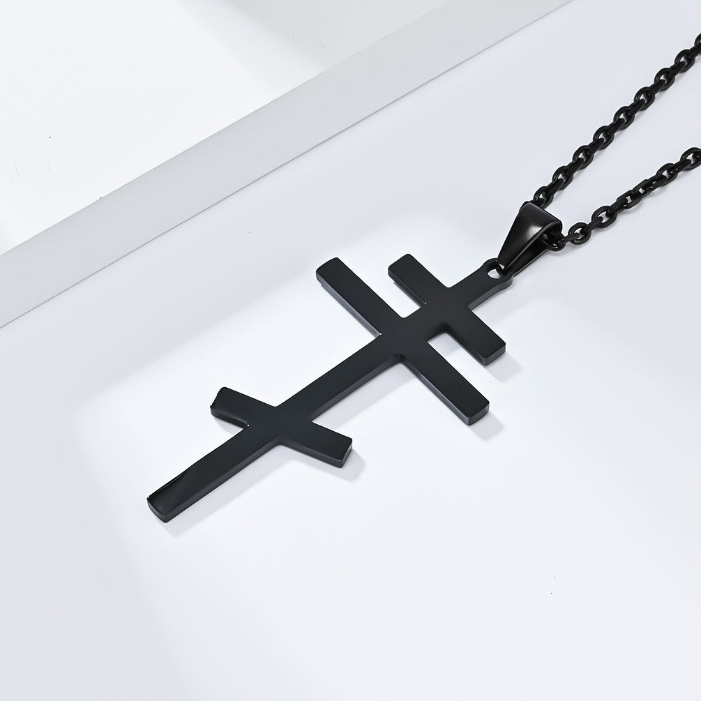 Kemstone Titanium Steel Cross Pendant Necklace for Men & Women – Minimalist Vintage Style K-PT539