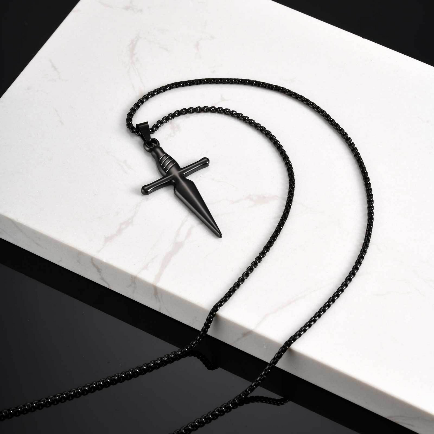 Kemstone Stainless Steel Cross Pendant Necklace for Men,SilverPN-2184
