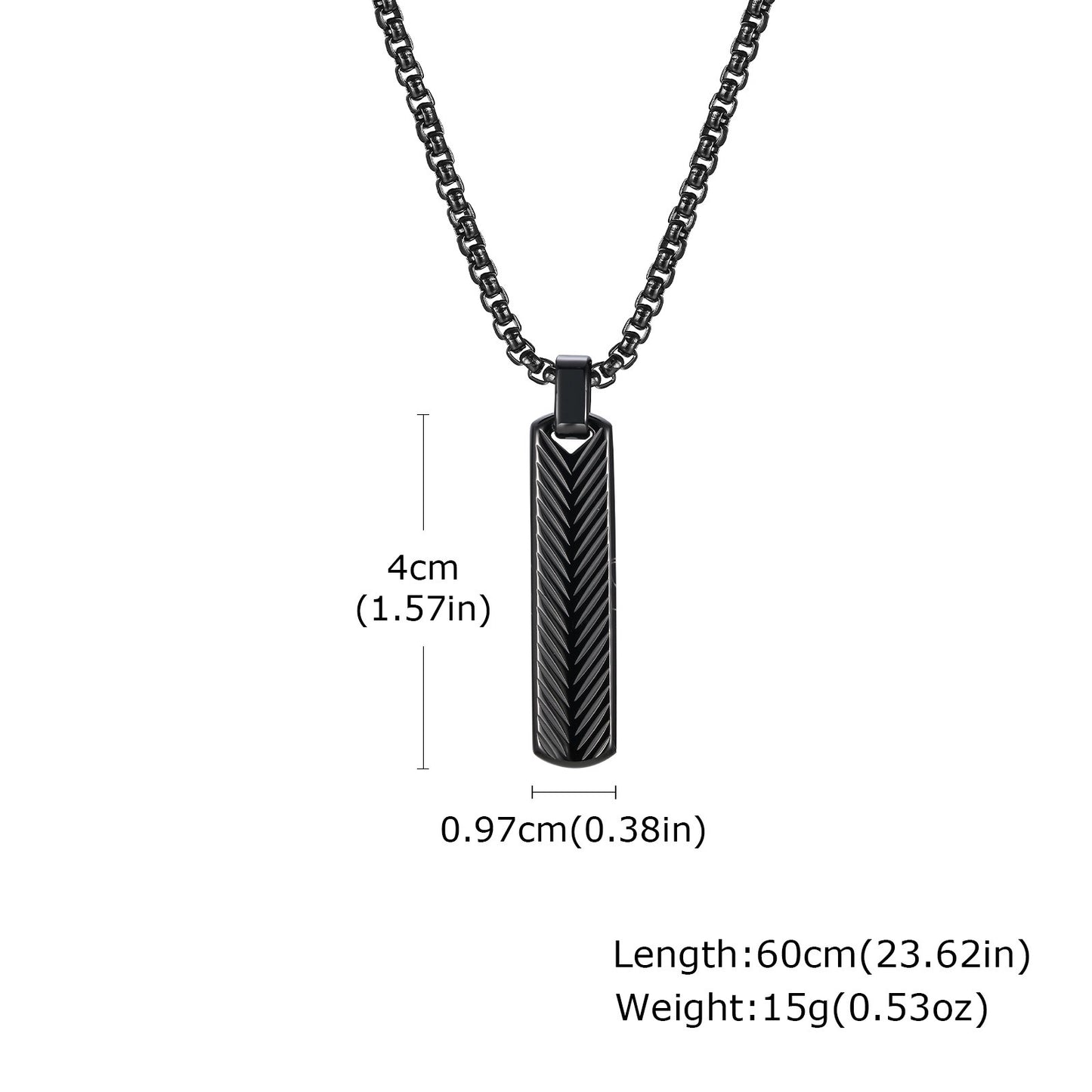 Geometric Bar Pendant Necklace for Men | Stainless Steel Chevron Engraved PN2071