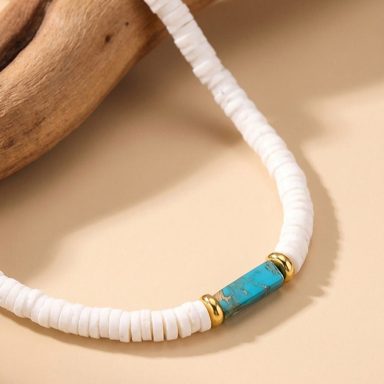 Kemstone Disc Bead Necklace for Men Geometric Accents NC3016
