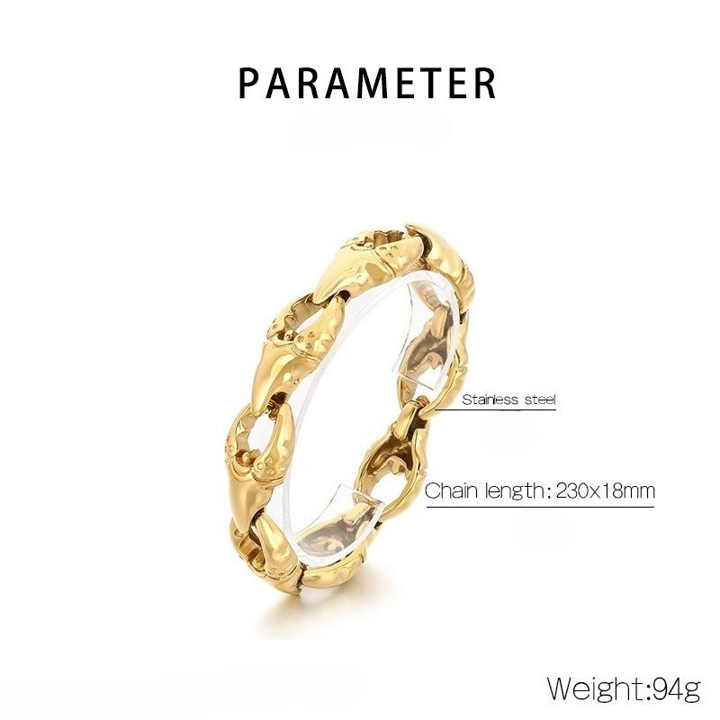 Kemstone Titanium Steel Crab Claw Bracelet for Men – Heavy Chain Punk Style KB205186-KJX