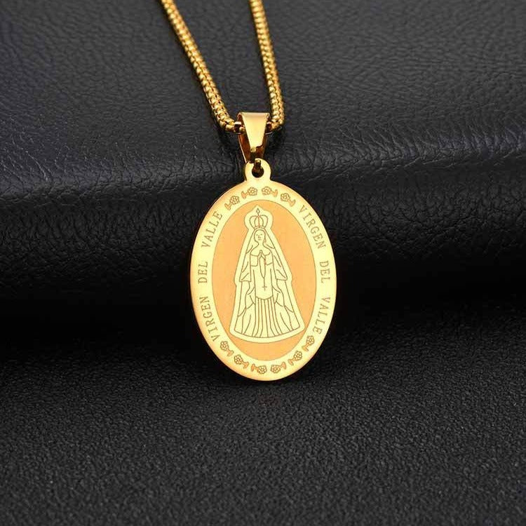 Kemstone Oval Medallion Pendant Necklace for Men Stainless Steel Vintage Relief PN-2399