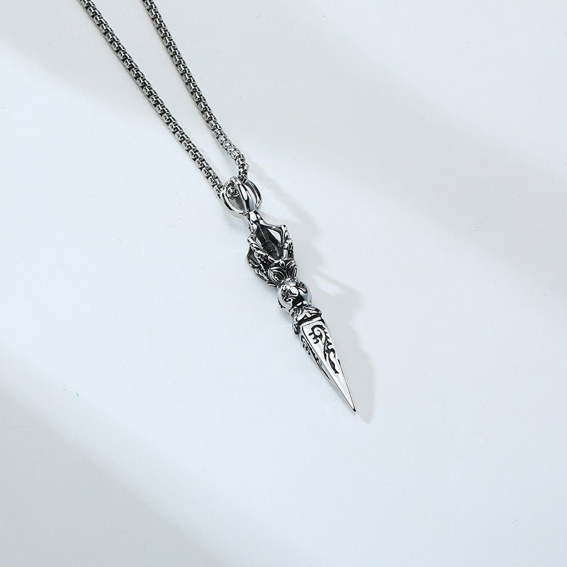 Kemstone Men’s Titanium Steel Pendant Necklace – Vintage Vajra-Inspired Symbolic Design PN-1373