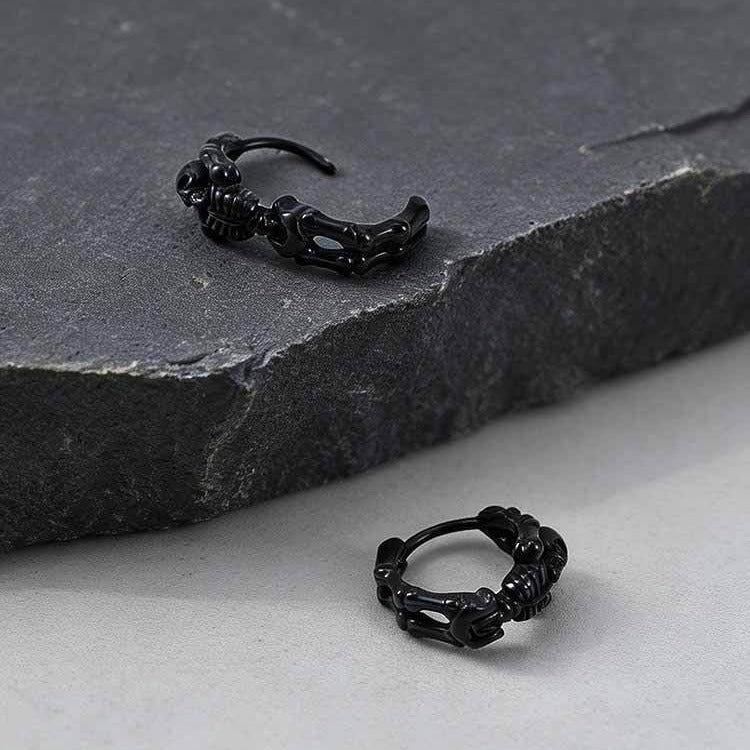 Kemstone Skull Huggie Earrings Stainless Steel Small Hoops for Men & Women EH-750