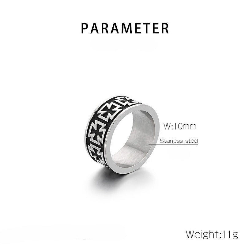 Kemstone Titanium Steel Sun Moon Star Ring for Men Vintage Symbol Band KB158011-Z