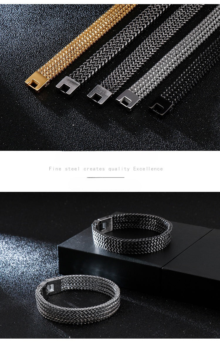 Kemstone Dragon Scale Chain Bracelet – Stainless Steel Fishbone Link with Box Clasp KB130184
