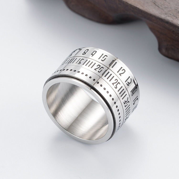Kemstone Number Spinner Ring for Men Stainless Steel 14MM Wide Band  K-R123