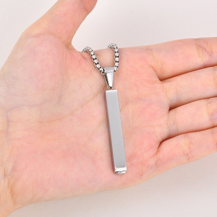 Kemston Letter Necklace for Men Stainless Steel Bar Pendant Minimalist Design PN-2380