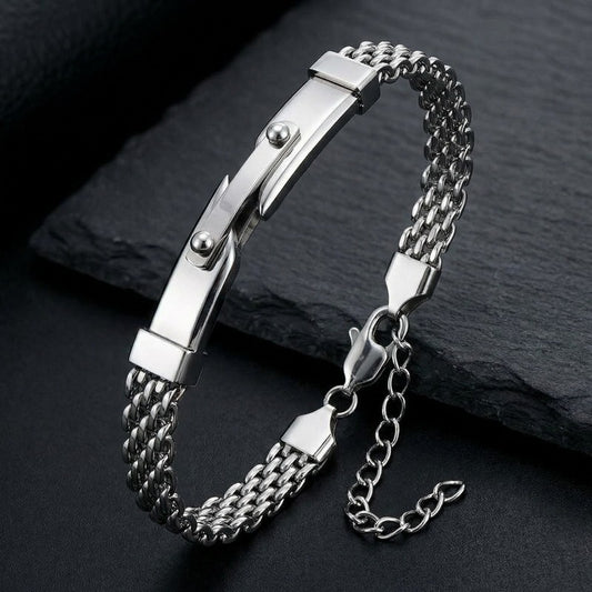 Kemstone Titanium Steel Woven Chain Bracelet for Men Curved Plate KB213344-KFC