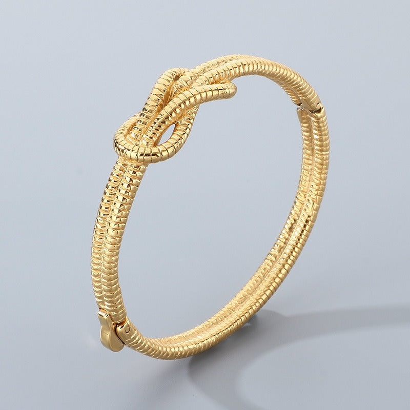 Kemstone Titanium Steel Ribbed Knot Bangle for Men KB202407-KJX