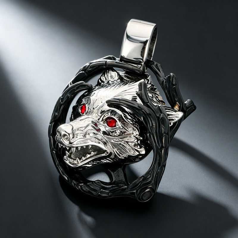 Kemstone Sculpted Animal & Mask Pendant Necklace for Men Stainless Steel KP118547-LU