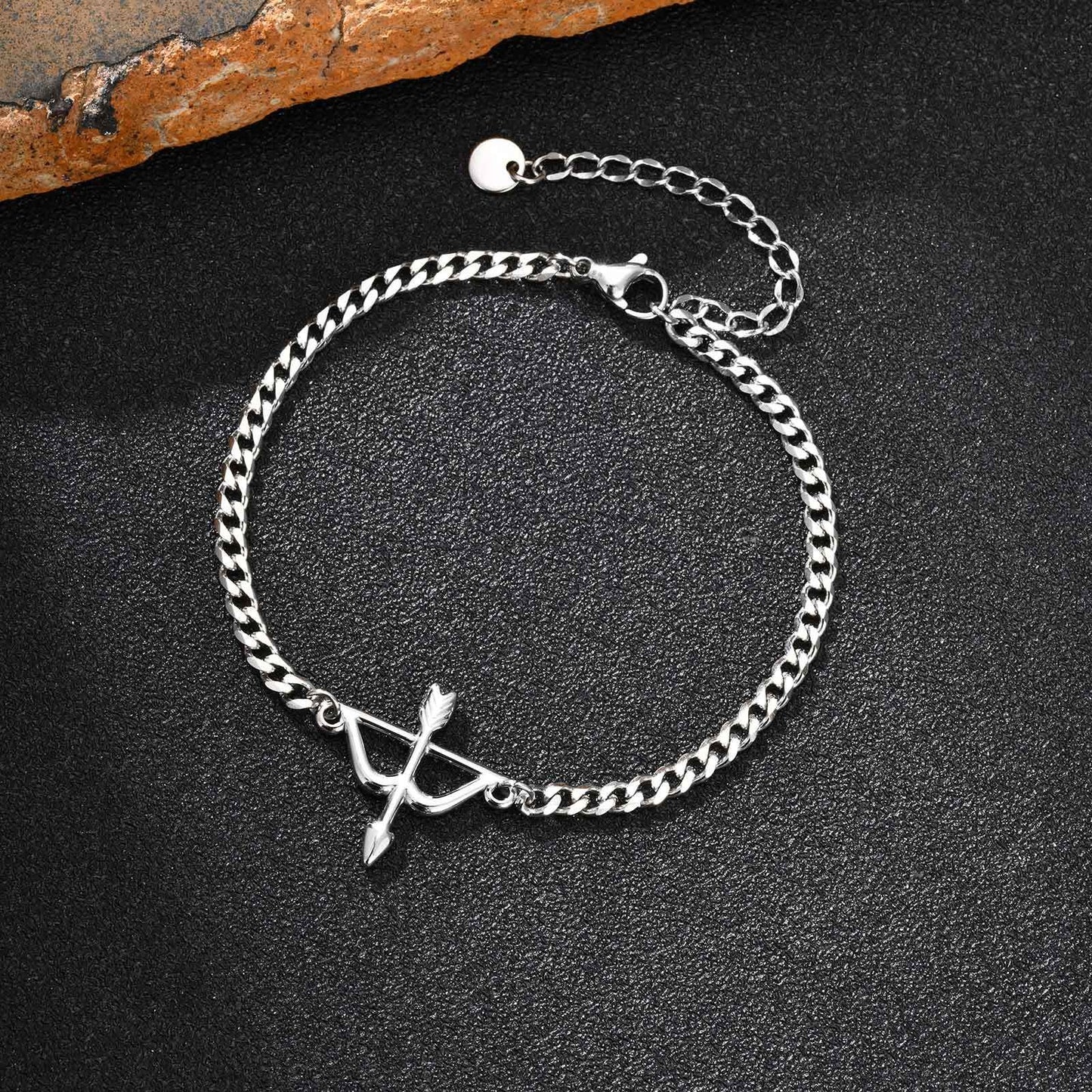 Kemstone Archer Bracelet – Stainless Steel Bow & Arrow Chain Jewelry for Men & Women BR-2621